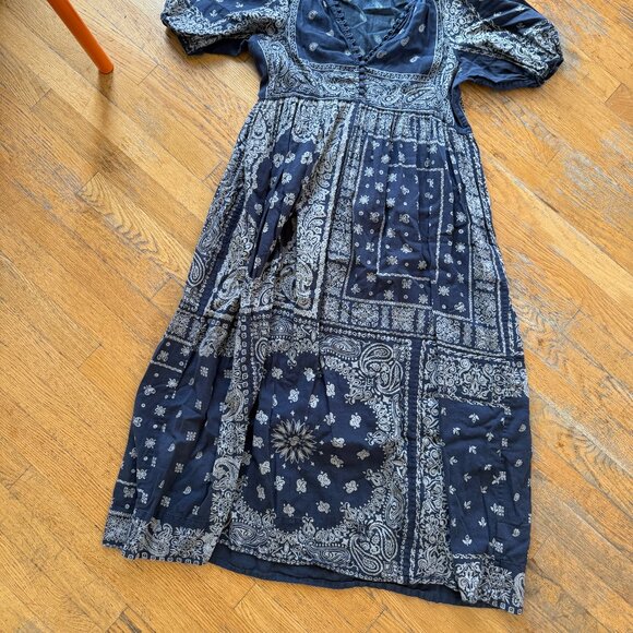 THE GREAT Ravine Dress bandana kerchief dress - navy - size small - Picture 6 of 6